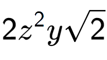 A LaTex expression showing 2{z} to the power of 2 ysquare root of 2