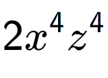 A LaTex expression showing 2{x} to the power of 4 {z} to the power of 4