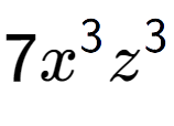 A LaTex expression showing 7{x} to the power of 3 {z} to the power of 3