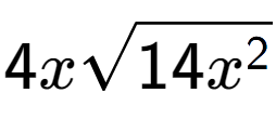 A LaTex expression showing 4xsquare root of 14{x to the power of 2 }