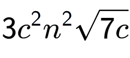 A LaTex expression showing 3{c} to the power of 2 {n} to the power of 2 square root of 7c