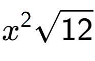 A LaTex expression showing {x} to the power of 2 square root of 12