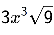 A LaTex expression showing 3{x} to the power of 3 square root of 9