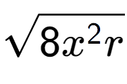 A LaTex expression showing square root of 8{x to the power of 2 r}