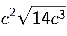 A LaTex expression showing {c} to the power of 2 square root of 14{c to the power of 3 }