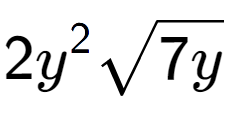 A LaTex expression showing 2{y} to the power of 2 square root of 7y