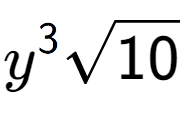 A LaTex expression showing {y} to the power of 3 square root of 10