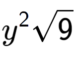 A LaTex expression showing {y} to the power of 2 square root of 9