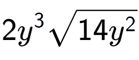 A LaTex expression showing 2{y} to the power of 3 square root of 14{y to the power of 2 }