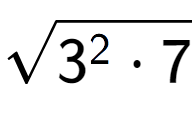 A LaTex expression showing square root of 3 to the power of 2 times 7