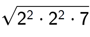 A LaTex expression showing square root of 2 to the power of 2 times 2 to the power of 2 times 7