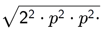 A LaTex expression showing square root of 2 to the power of 2 times p to the power of 2 times p to the power of 2 times