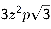 A LaTex expression showing 3{z} to the power of 2 psquare root of 3