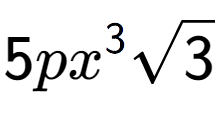 A LaTex expression showing 5p{x} to the power of 3 square root of 3