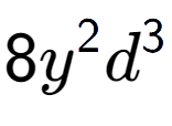 A LaTex expression showing 8{y} to the power of 2 {d} to the power of 3