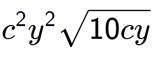 A LaTex expression showing {c} to the power of 2 {y} to the power of 2 square root of 10cy