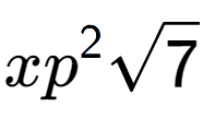 A LaTex expression showing x{p} to the power of 2 square root of 7