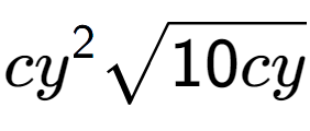 A LaTex expression showing c{y} to the power of 2 square root of 10cy