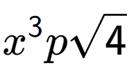 A LaTex expression showing {x} to the power of 3 psquare root of 4