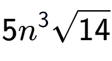 A LaTex expression showing 5{n} to the power of 3 square root of 14