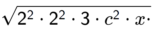 A LaTex expression showing square root of 2 to the power of 2 times 2 to the power of 2 times 3 times c to the power of 2 times x times