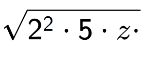 A LaTex expression showing square root of 2 to the power of 2 times 5 times z times