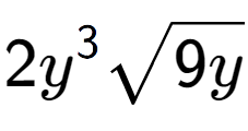 A LaTex expression showing 2{y} to the power of 3 square root of 9y