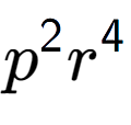 A LaTex expression showing {p} to the power of 2 {r} to the power of 4