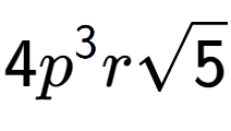 A LaTex expression showing 4{p} to the power of 3 rsquare root of 5