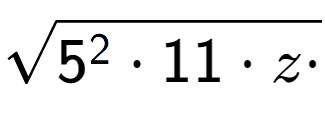 A LaTex expression showing square root of 5 to the power of 2 times 11 times z times