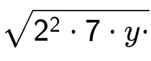 A LaTex expression showing square root of 2 to the power of 2 times 7 times y times