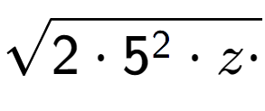 A LaTex expression showing square root of 2 times 5 to the power of 2 times z times