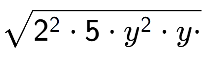 A LaTex expression showing square root of 2 to the power of 2 times 5 times y to the power of 2 times y times