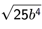 A LaTex expression showing square root of 25{b to the power of 4 }