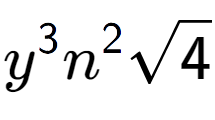 A LaTex expression showing {y} to the power of 3 {n} to the power of 2 square root of 4