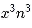 A LaTex expression showing {x} to the power of 3 {n} to the power of 3