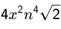 A LaTex expression showing 4{x} to the power of 2 {n} to the power of 4 square root of 2