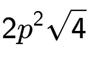 A LaTex expression showing 2{p} to the power of 2 square root of 4