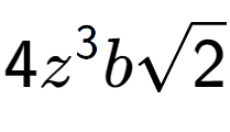 A LaTex expression showing 4{z} to the power of 3 bsquare root of 2