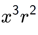 A LaTex expression showing {x} to the power of 3 {r} to the power of 2