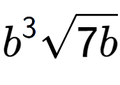 A LaTex expression showing {b} to the power of 3 square root of 7b