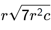 A LaTex expression showing rsquare root of 7{r to the power of 2 c}