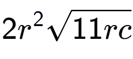 A LaTex expression showing 2{r} to the power of 2 square root of 11rc