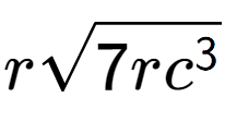 A LaTex expression showing rsquare root of 7r{c to the power of 3 }
