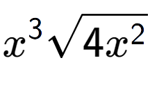 A LaTex expression showing {x} to the power of 3 square root of 4{x to the power of 2 }