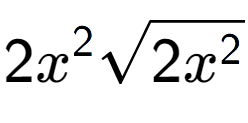 A LaTex expression showing 2{x} to the power of 2 square root of 2{x to the power of 2 }