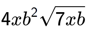 A LaTex expression showing 4x{b} to the power of 2 square root of 7xb