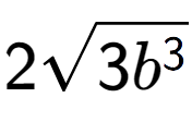 A LaTex expression showing 2square root of 3{b to the power of 3 }