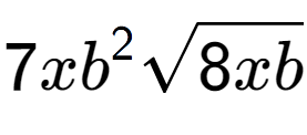 A LaTex expression showing 7x{b} to the power of 2 square root of 8xb