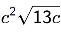 A LaTex expression showing {c} to the power of 2 square root of 13c